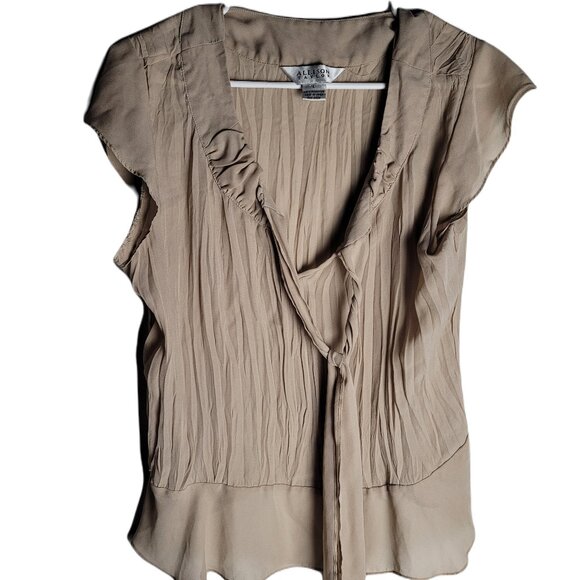ALLISON TAYLOR bow Sleeveless Blouse sz L - Picture 1 of 3
